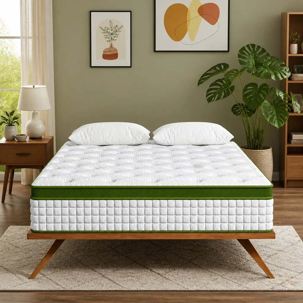 Queen Hybrid Mattress Medium Firm 30cm Gel Memory Foam 5 Zone Pocket Spring White
