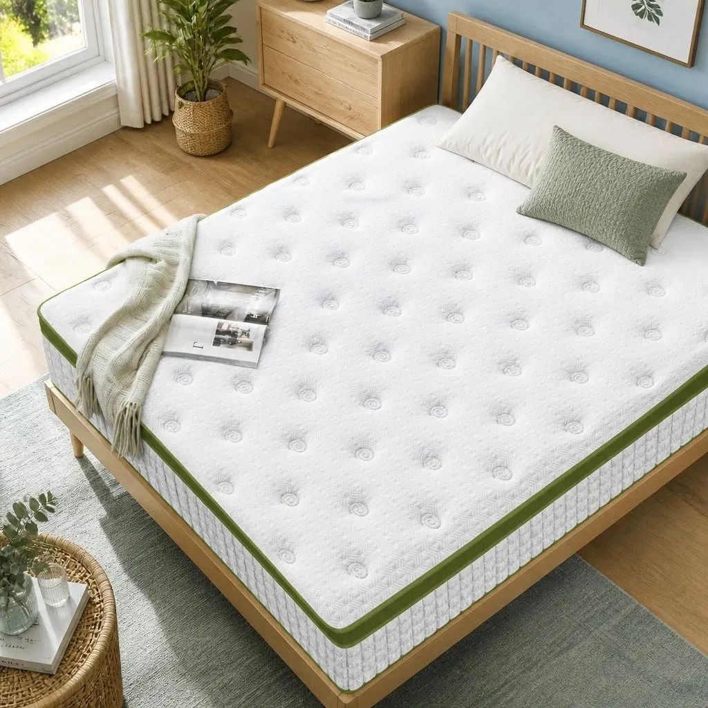 Queen Hybrid Mattress Medium Firm 30cm Gel Memory Foam 5 Zone Pocket Spring White