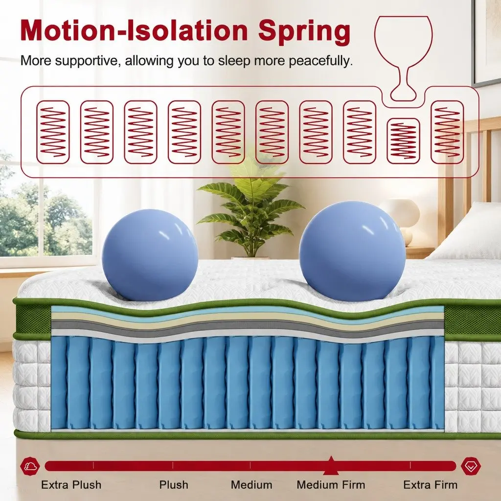 Queen Hybrid Mattress Medium Firm 30cm Gel Memory Foam 5 Zone Pocket Spring White