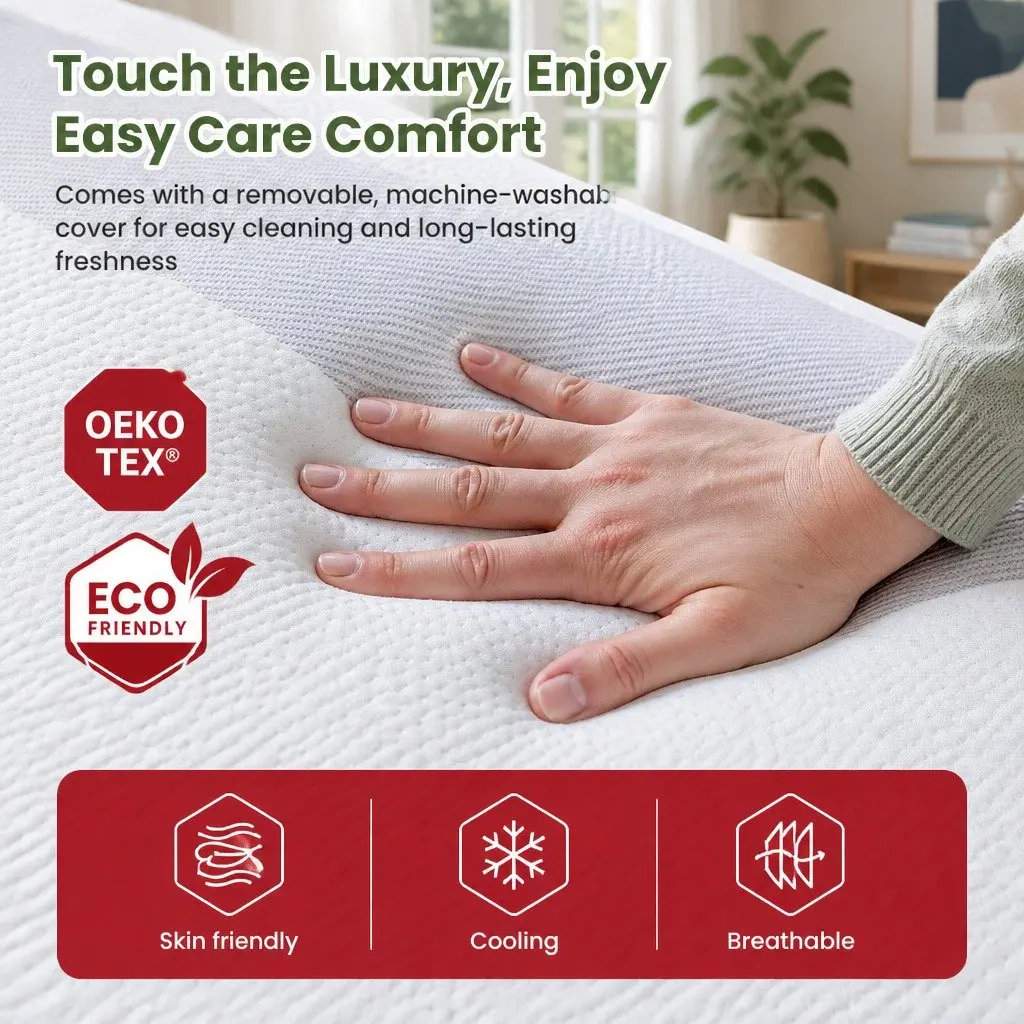 Queen Mattress Gel-Infused Memory Foam Medium Firmness 25cm Dual-Sided White