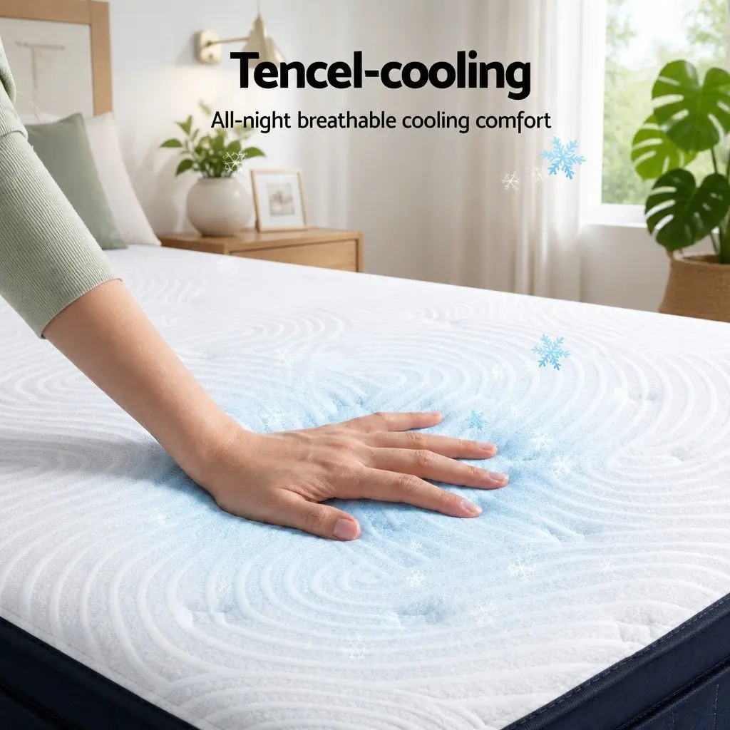 King Single Mattress Medium Soft 34cm Gel Memory Foam Tencel Pocket Spring