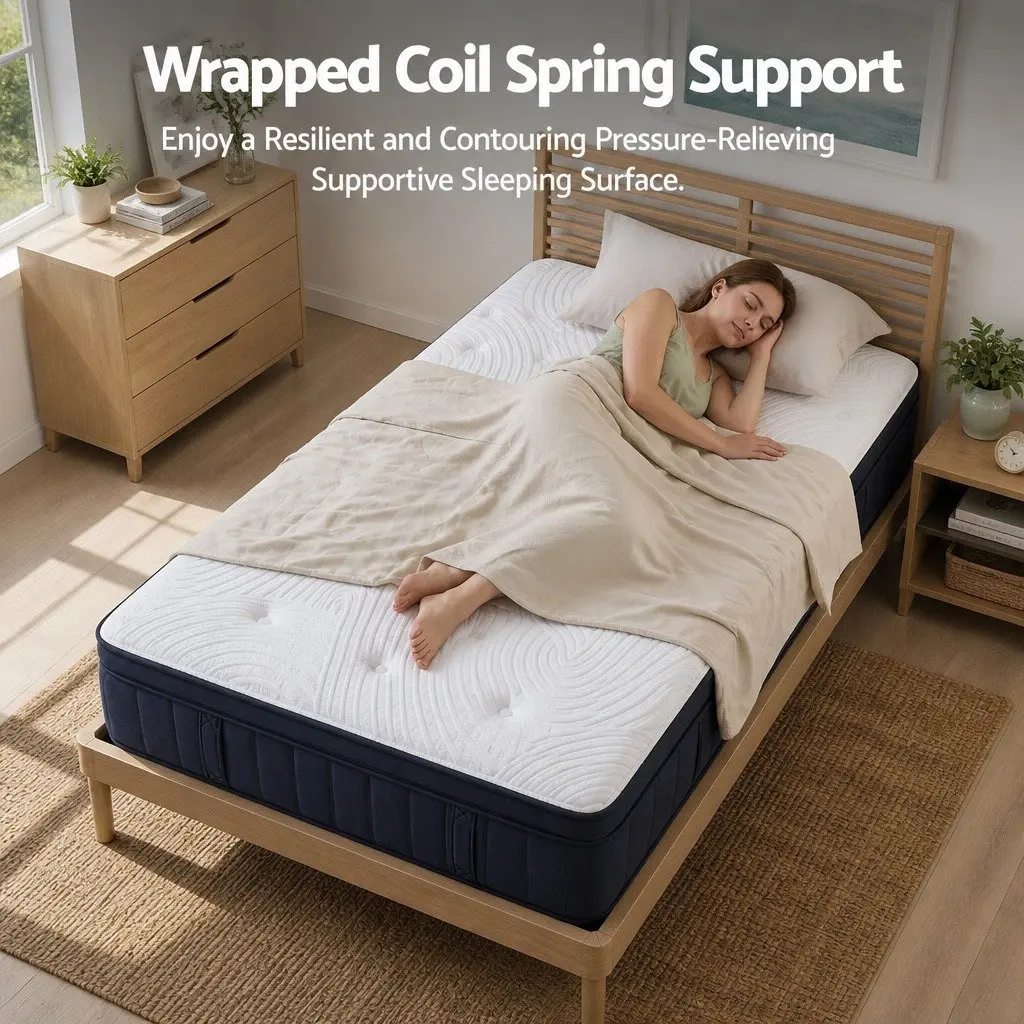 Single Mattress Medium Soft 34cm Cooling Gel Memory Foam Hybrid Pocket Spring