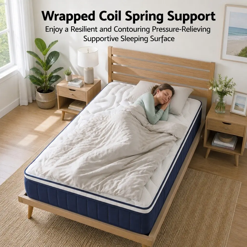 Double Mattress Medium Firm 30cm Hybrid Pocket Spring Latex Lumbar Support White