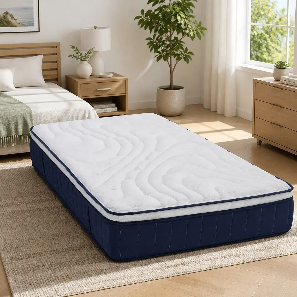 Double Mattress Medium Firm 30cm Hybrid Pocket Spring Latex Lumbar Support White