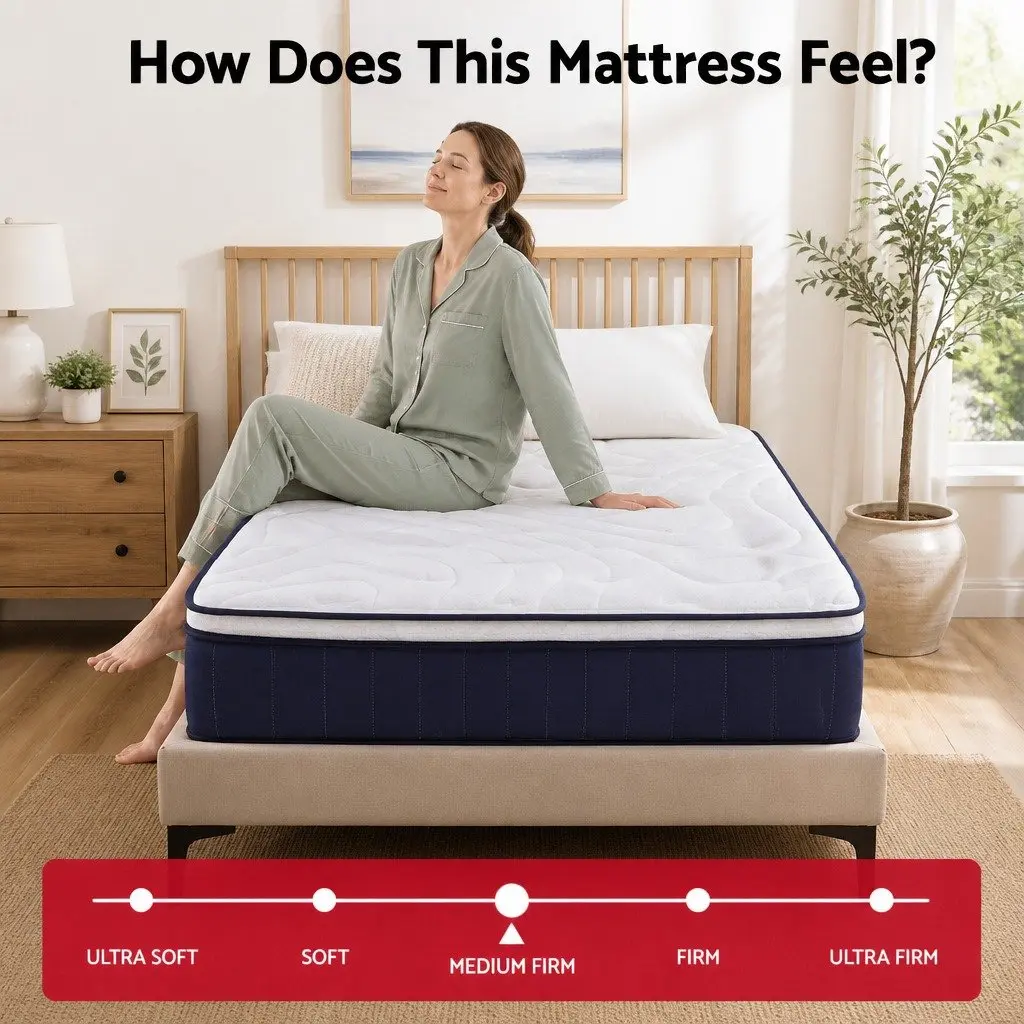 Double Mattress Medium Firm 30cm Hybrid Pocket Spring Latex Lumbar Support White
