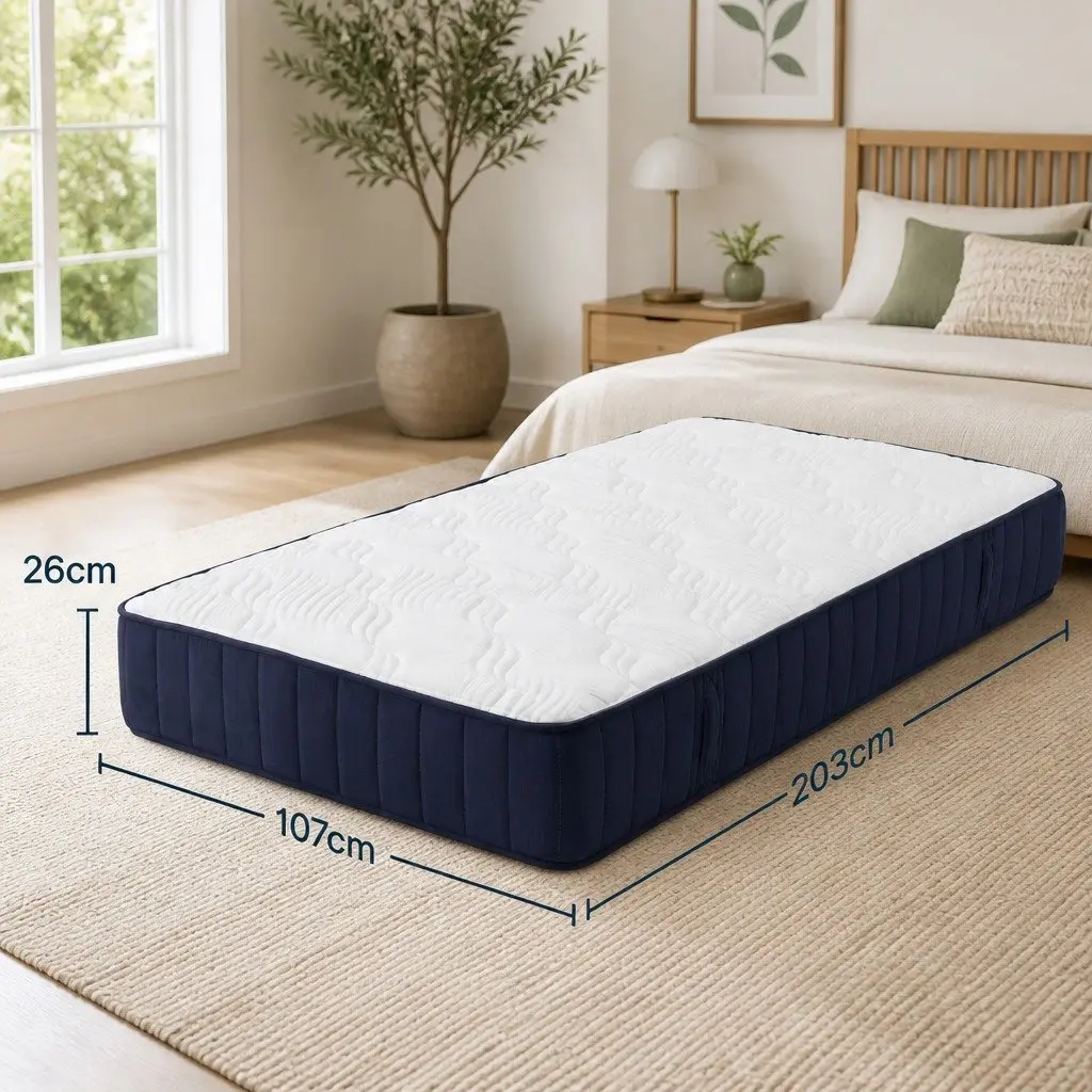 King Single Mattress Firm 26cm Pocket Spring Orthopedic Pressure Relief White or Black