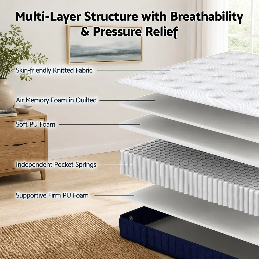King Single Mattress Firm 26cm Pocket Spring Orthopedic Pressure Relief White or Black
