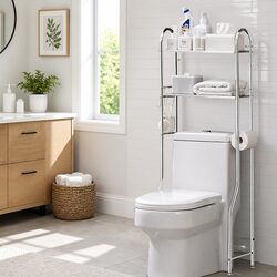 Over Toilet 2-Tier Storage Rack with Stainless Steel Build