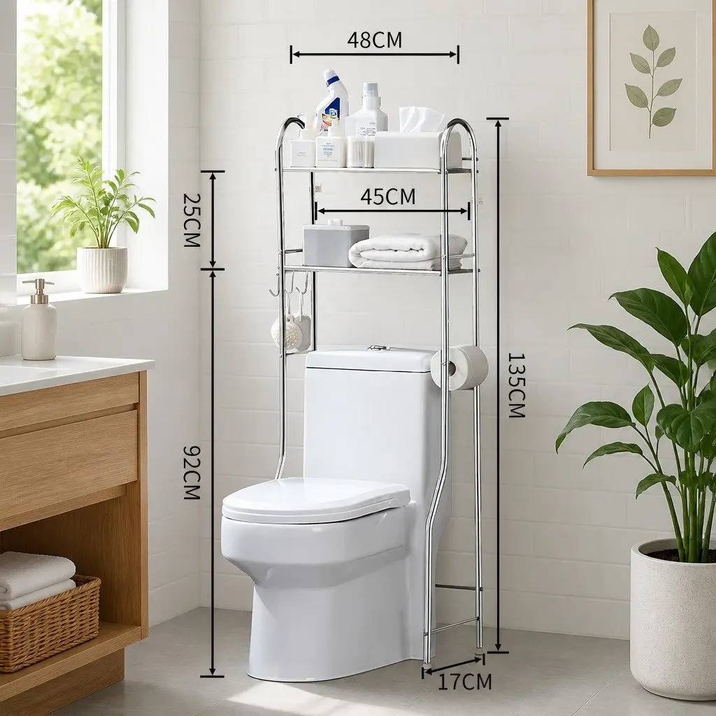 Storage Rack Stainless Steel 2-Tier Organizer 135x48x25cm Silver