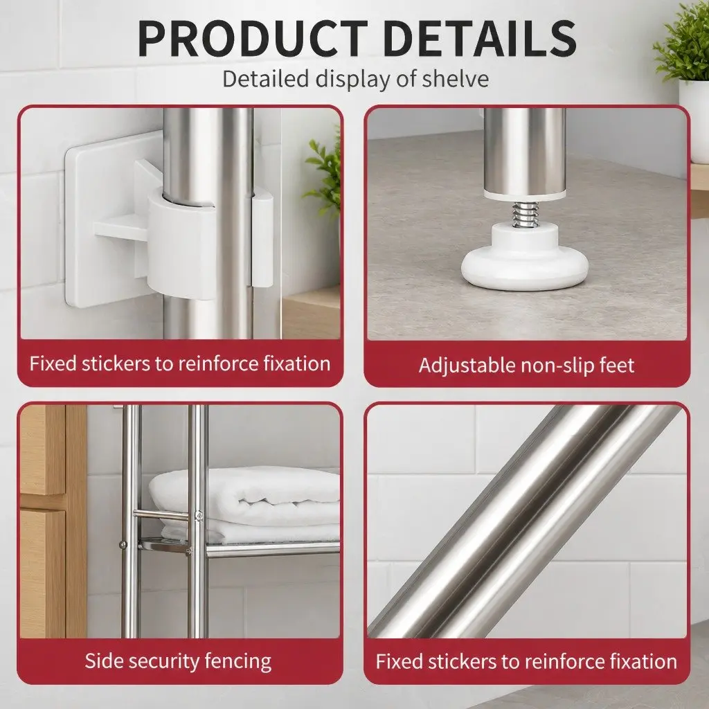 Storage Rack Stainless Steel 2-Tier Organizer 135x48x25cm Silver