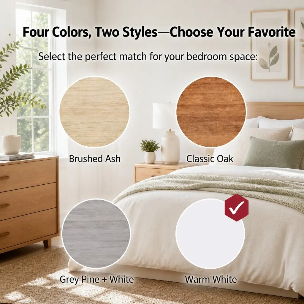 Bedside Table Nightstand with Drawers Tall Minimalist Storage Cabinet White