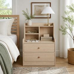 Minimalist Wooden Nightstand with Two Drawers