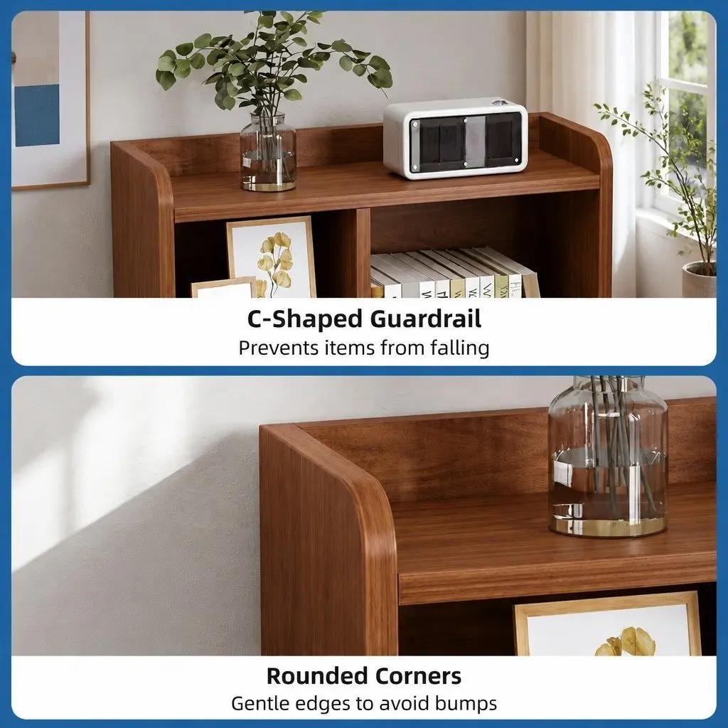 Bedside Table Vintage with 2 Drawers and Compartment 70cm Reddish-Brown Wood Grain Finish