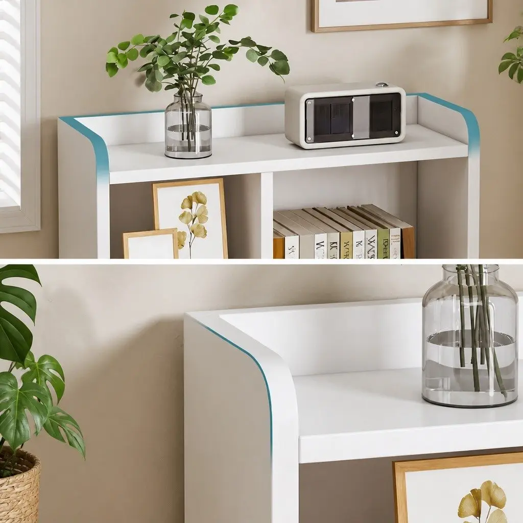 White Bedside Table Nightstand with 2 Drawers and Curved Sides 67cm