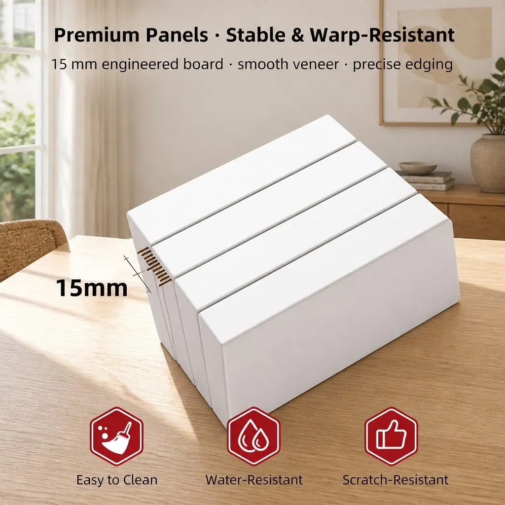 White Bedside Table Nightstand with 2 Drawers and Curved Sides 67cm