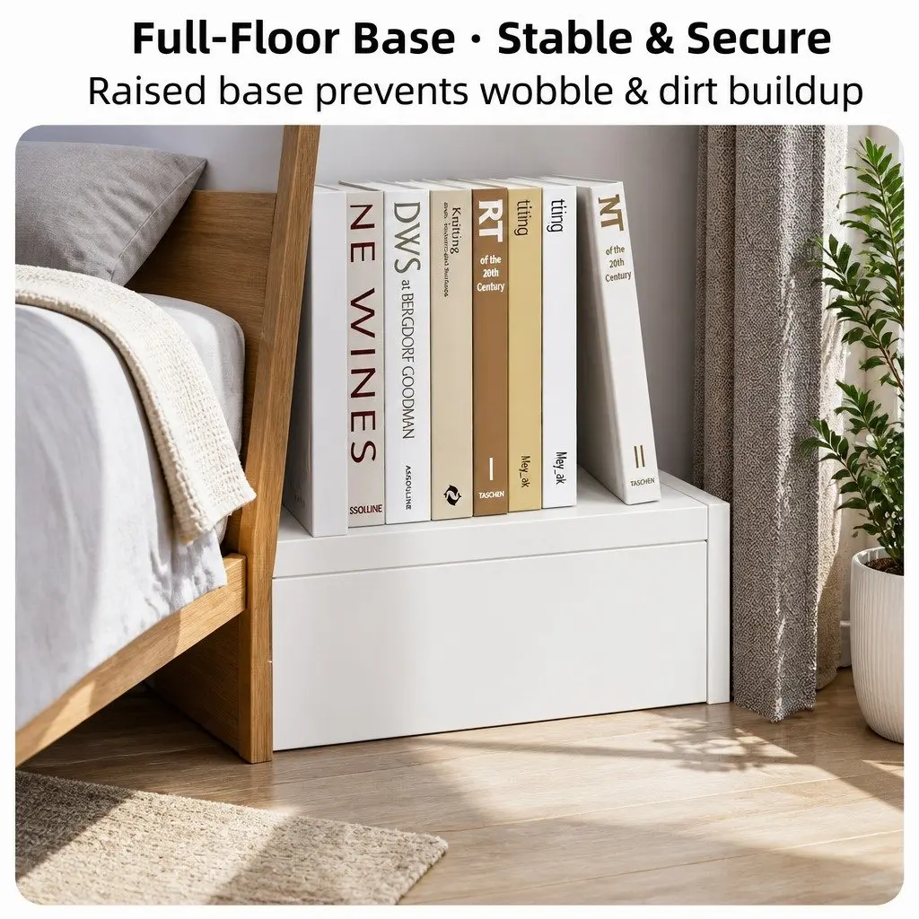 Bedside Table White Wooden Nightstand Drawer Storage Shelf Minimalist Design