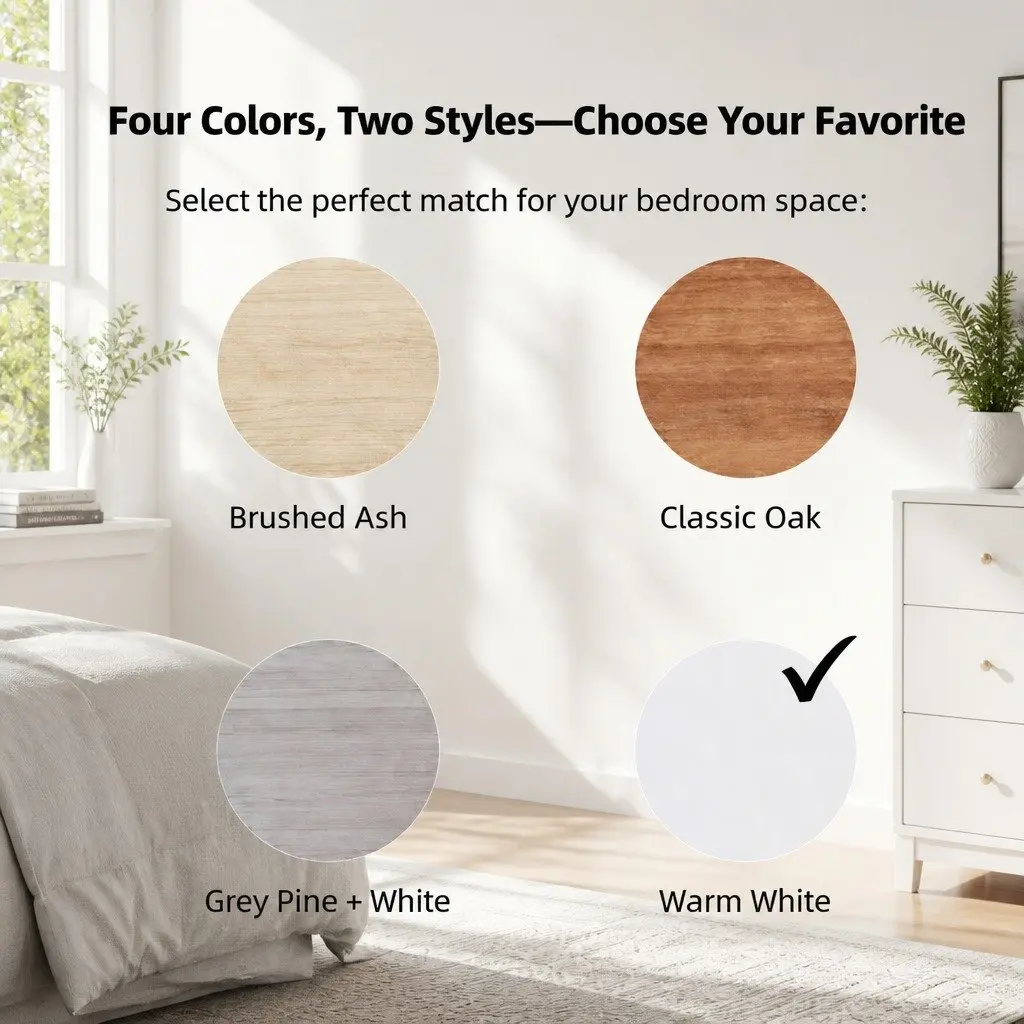 Bedside Table White Wooden Nightstand Drawer Storage Shelf Minimalist Design