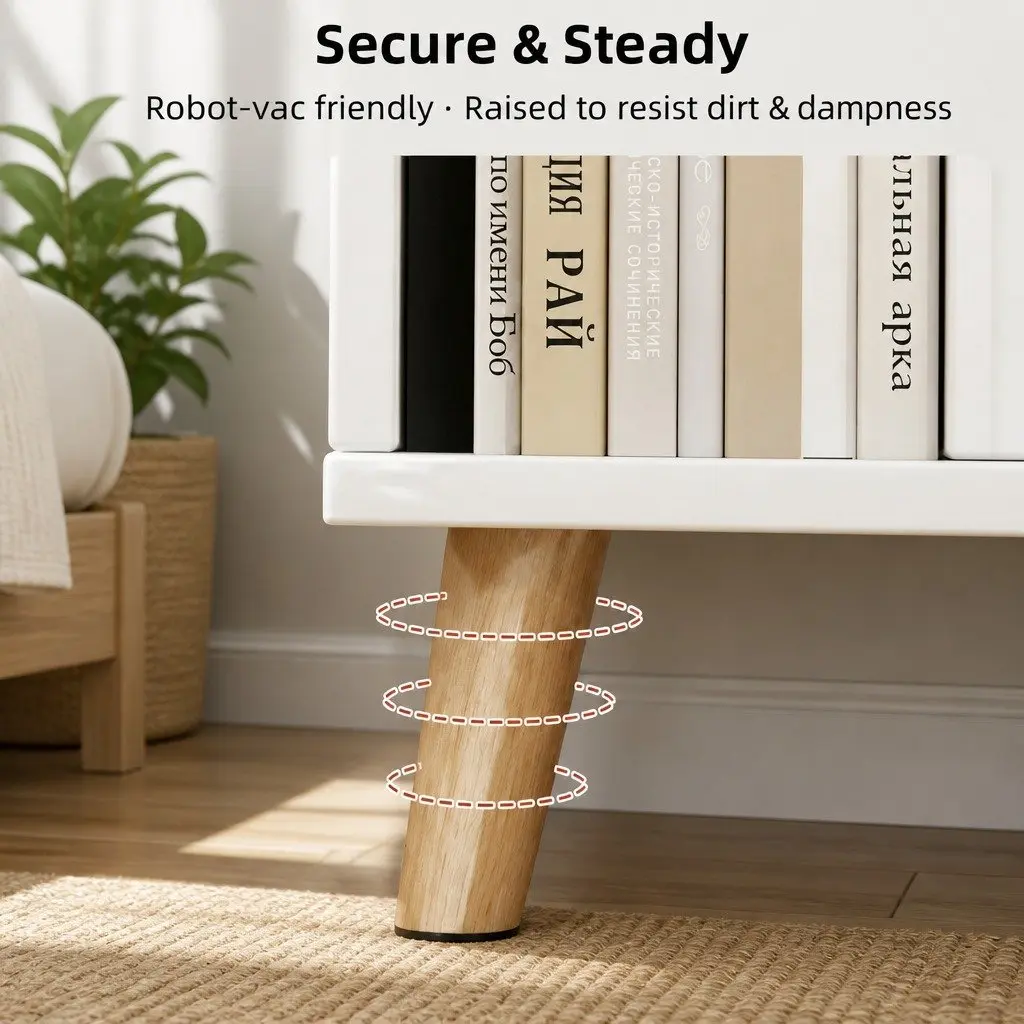 Bedside Table with Open Shelf and 2 Drawers 47 cm Warm White