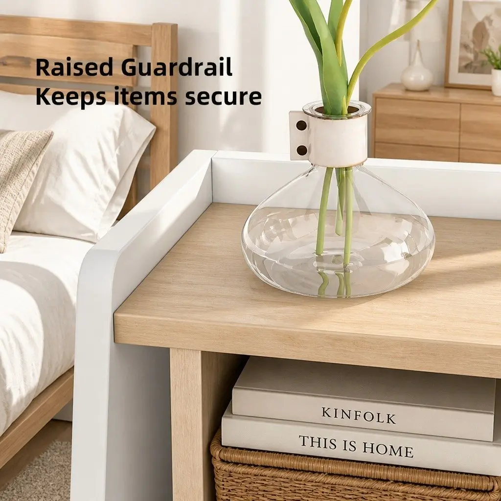 Bedside Table with Open Storage System 47 White