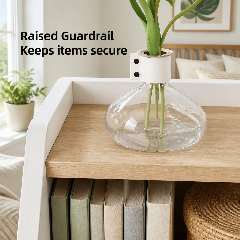 Bedside Table with Open Storage and 2 Drawers 47 cm White Wood