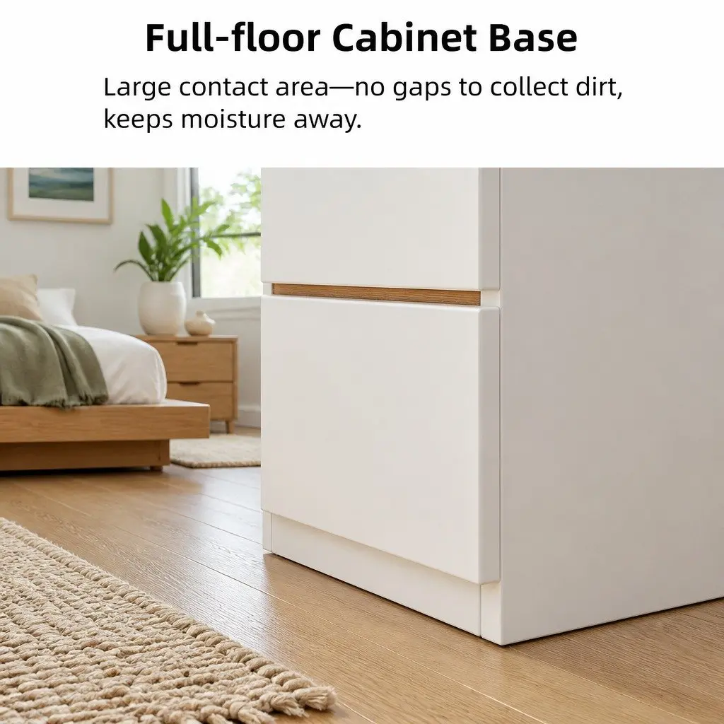 Minimalist Nightstand Warm White with 2 Spacious Drawers 50x40x30 cm