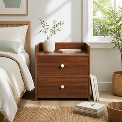 Functional Bedside Table with Double Drawer Storage