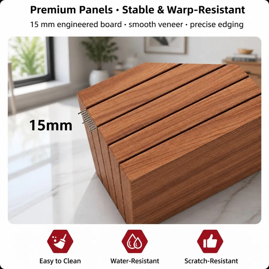Bedside Table with Tray Top 47cm Walnut Wood Grain Finish