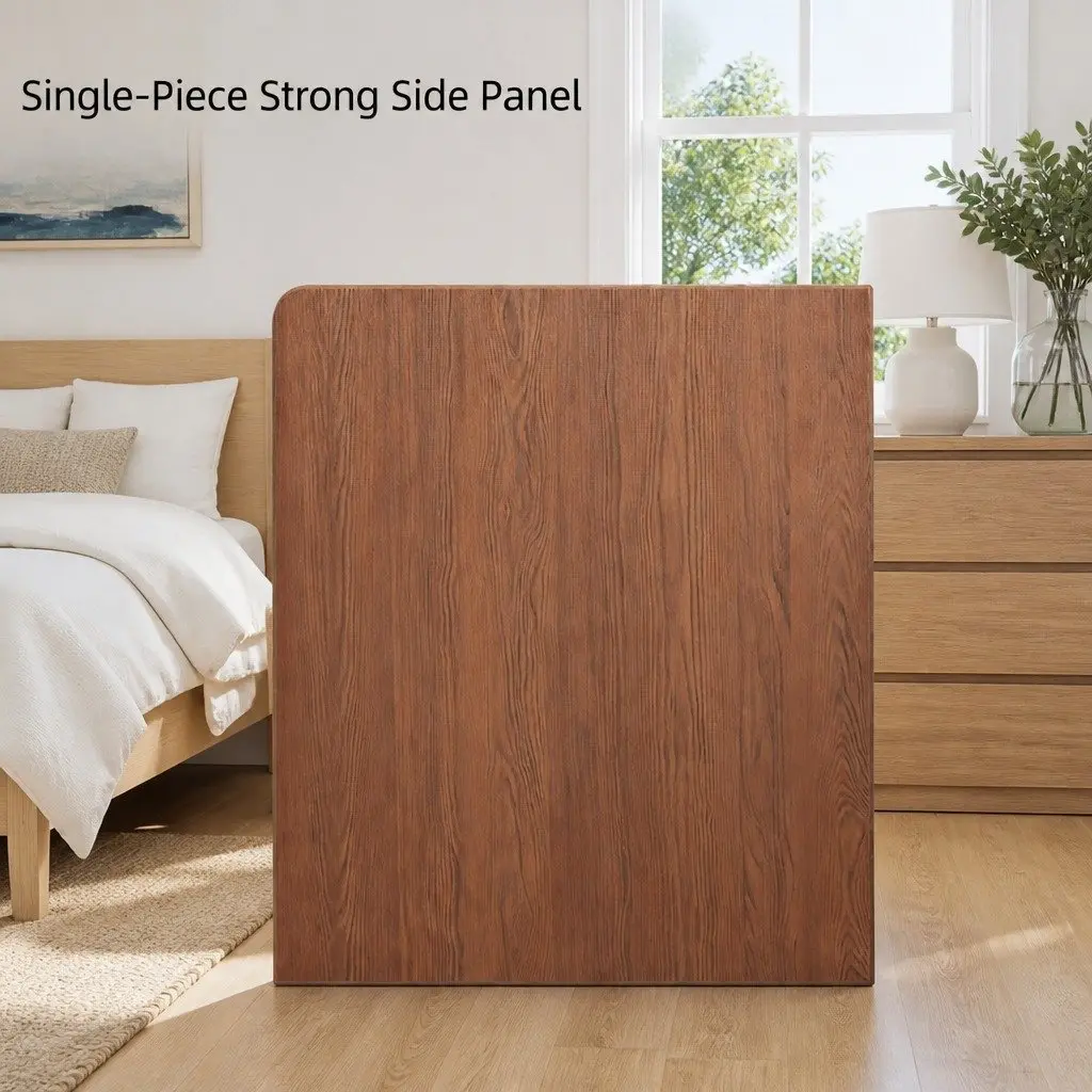 Bedside Table with Tray Top 47cm Walnut Wood Grain Finish