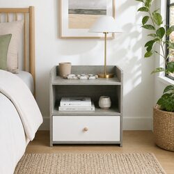 Nordic Bedside Table with Storage and Tray