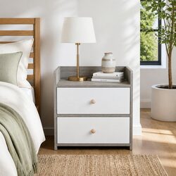 Nordic Two-Tone Bedside Table with Wooden Drawers