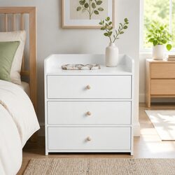 Three-Drawer Bedside Table in Warm White