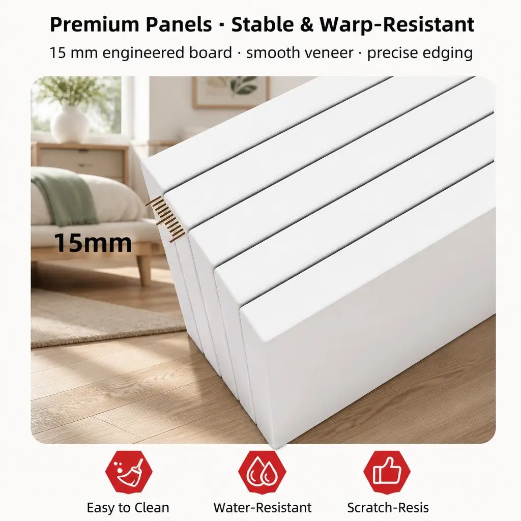 Bedside Table Nightstand with Tray Top 47cm x 59cm Warm White