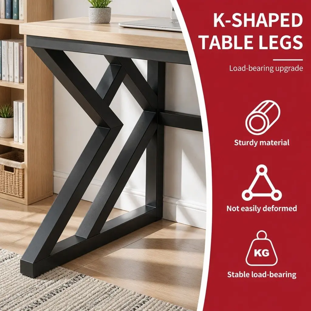 Computer Desk Study Writing Table Spacious 120x60cm Black and Grey