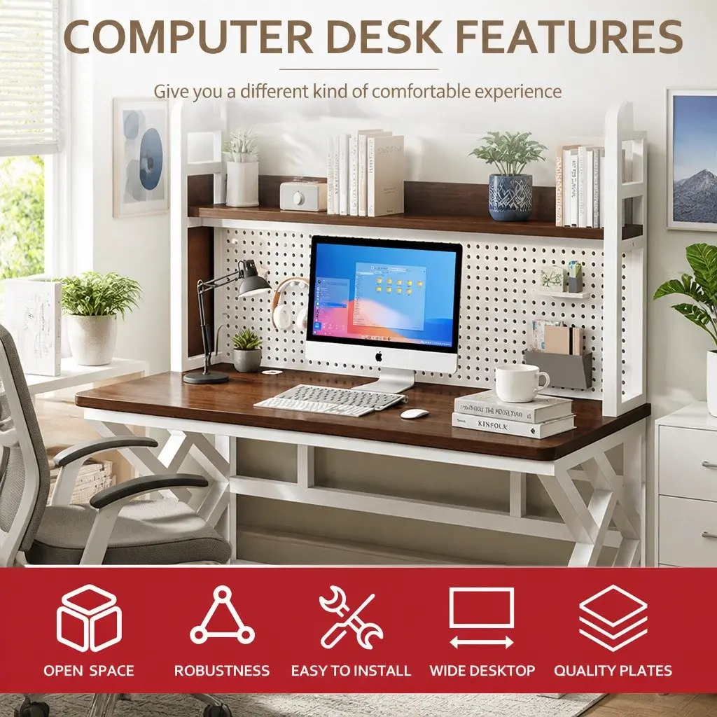 Computer Desk Study Table Spacious Waterproof 160x60cm White and Black