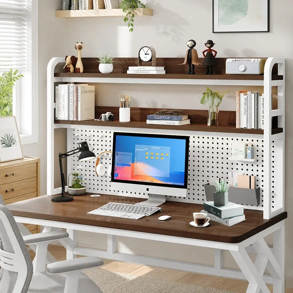 Computer Desk Study Table Spacious Waterproof 160x60cm White and Black