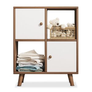 Comfia 4 Tier Shelf Display Bookshelf Bookcase Storage Rack Wooden Shelving 60x24x70cm Book Shelf Bookcase Storage Display Cabinet