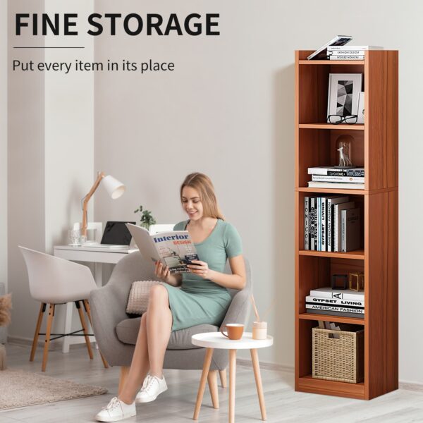 Comfia Wooden 5layers Bookshelf Detachable Storage Organizer 33x30x155cm Brown Color Wooden Bookshelf  5 Layers  Detachable Storage Organizer