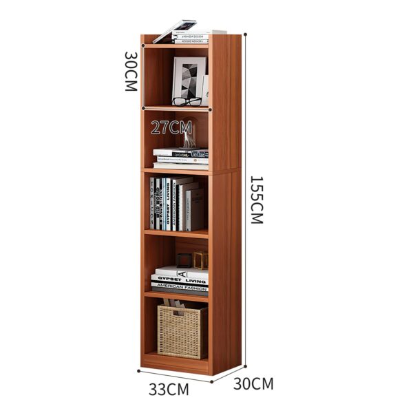 Comfia Wooden 5layers Bookshelf Detachable Storage Organizer 33x30x155cm Brown Color Wooden Bookshelf  5 Layers  Detachable Storage Organizer