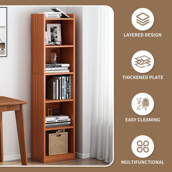 Comfia Wooden 5layers Bookshelf Detachable Storage Organizer 33x30x155cm Brown Color Wooden Bookshelf  5 Layers  Detachable Storage Organizer