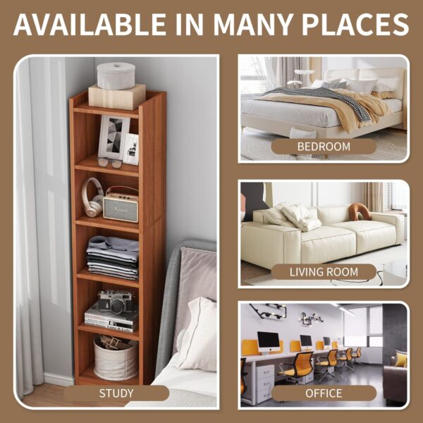 Comfia Wooden 5layers Bookshelf Detachable Storage Organizer 33x30x155cm Brown Color Wooden Bookshelf  5 Layers  Detachable Storage Organizer