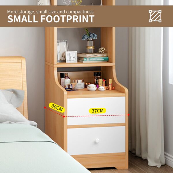 Comfia Bedroom Multi Functional 4-layer Storage Cabinet with2 Drawer Storage Cabinet Bedside table Nightstand
