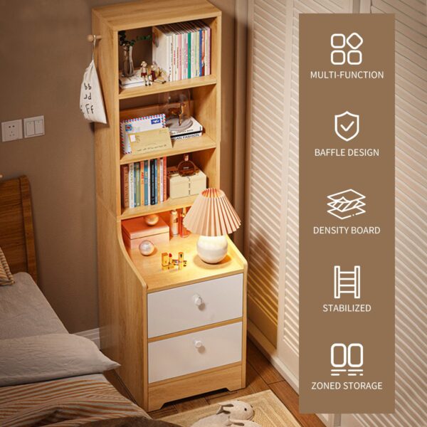 Comfia Bedroom Multi Functional 4-layer Storage Cabinet with2 Drawer Storage Cabinet Bedside table Nightstand