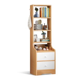 Comfia Bedroom Multi Functional 4-layer Storage Cabinet with2 Drawer Storage Cabinet Bedside table Nightstand