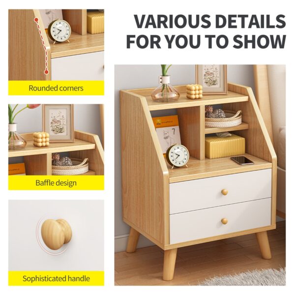 Comfia Bedside Tables Side Table Nightstand 2 Drawer Storage Cabinet Shelf Bedroom Unit Bedside table Nightstand