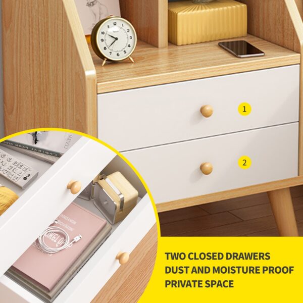 Comfia Bedside Tables Side Table Nightstand 2 Drawer Storage Cabinet Shelf Bedroom Unit Bedside table Nightstand