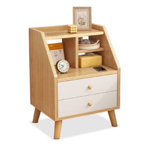 Comfia Bedside Tables Side Table Nightstand 2 Drawer Storage Cabinet Shelf Bedroom Unit Bedside table Nightstand
