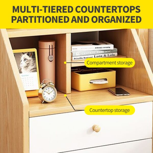 Comfia Bedside Tables Side Table Nightstand 2 Drawer Storage Cabinet Shelf Bedroom Unit Bedside table Nightstand