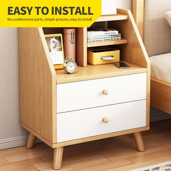 Comfia Bedside Tables Side Table Nightstand 2 Drawer Storage Cabinet Shelf Bedroom Unit Bedside table Nightstand