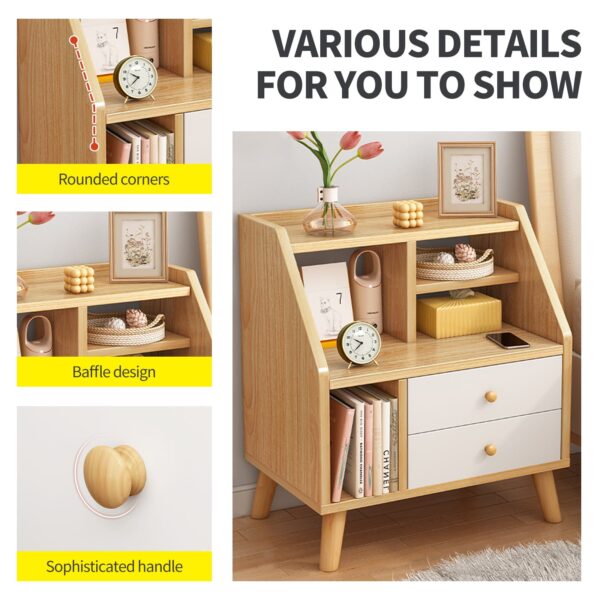 Comfia Simple Bedroom Bedside Storage Cabinet with 2 drawers Open Bedside Table Beige Bedside table Nightstand