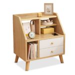Comfia Simple Bedroom Bedside Storage Cabinet with 2 drawers Open Bedside Table Beige Bedside table Nightstand